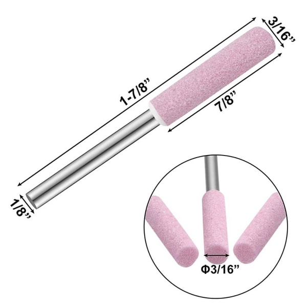 24-pak motorsavsliber Slibesten Poleringsslibeværktøj til motorsavsliber 3x4,8 mm pink