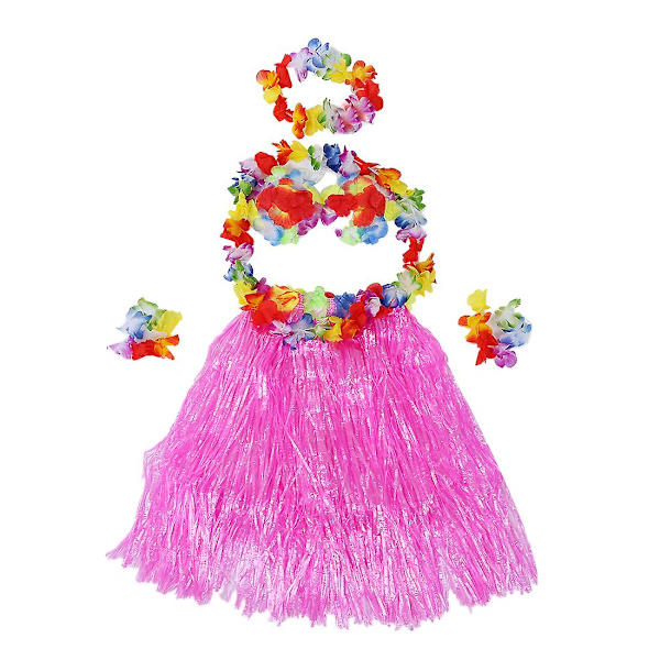 6 set Hawaiian Grass Flower Hula Lei Ranneke Garland -asu - vaaleanpunainen pink