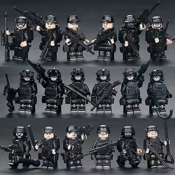 Swat-minifigur Politibyggeklodser Militær Kylling Spisende Dreng Samlet Legetøj Special Force Army 18 stk. Type B