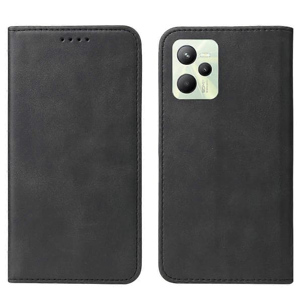 Magnetiskt läderfodral för Realme C35 Black