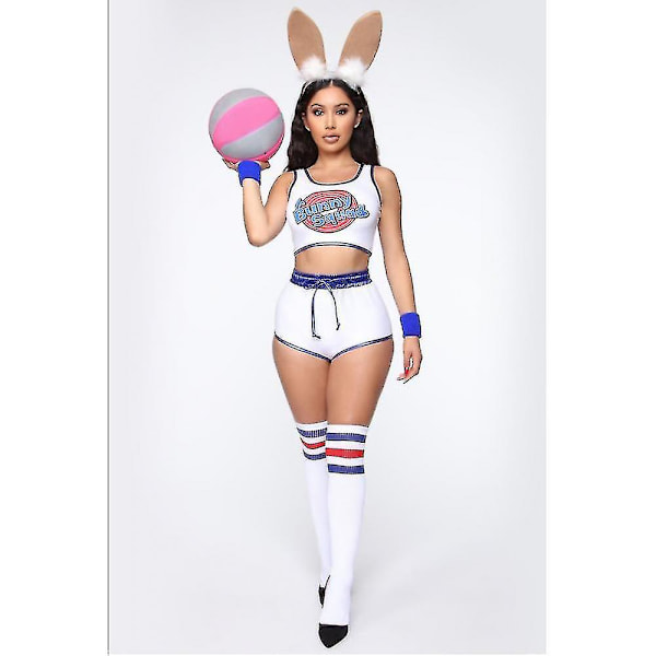 Space Lola Bunny Kanin Cosplay Kostym Flickor Halloween Festkläder Damer Cheerleader Uniform M