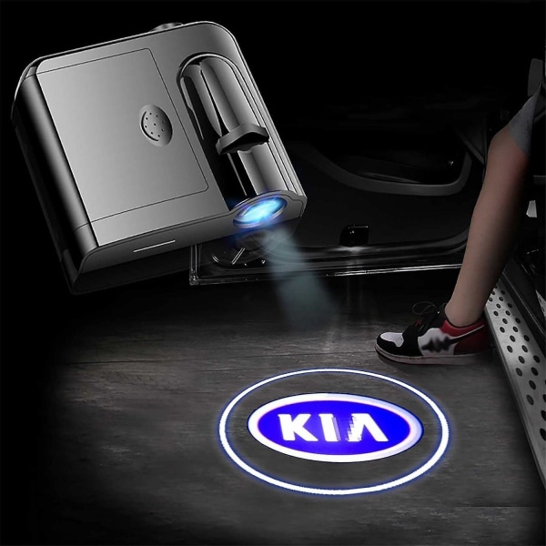 2 stk Passer til Kia dørlys logo, trådløs bildør projektor logo lys Hd Led høflighed Ghost Shadow Welcome Lamp