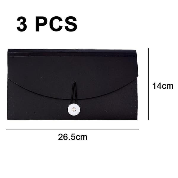 3-pack expandermappar, filorganisatörer A4-storlek och elastiska spännen Black