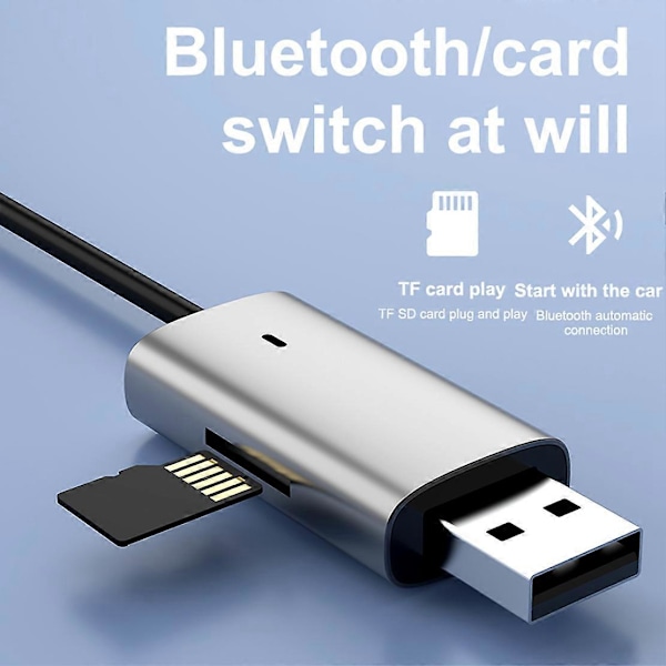 M01 Bluetooth-äänivastaanotin Bluetooth 3.5 Äänivastaanotin 5.1 HD-puhelu AUX-sovitin Tukee TF-korttia Silver