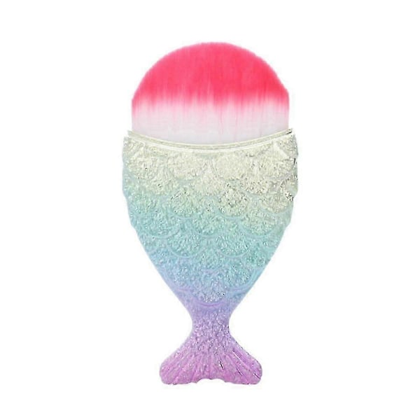 Neglekunst Støvpulverfjerner, Havfruehale Form Neglekunst Støvrenser Børste Makeup Pulver Blush Børste 3D