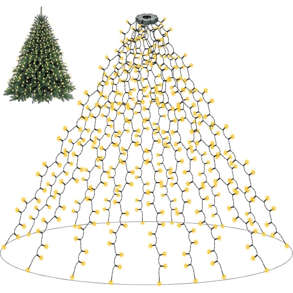 Jouluvalot, Arbrac Led-joulukuusenvalot ulko- ja sisäkäyttöön, helppo asentaa 6,6 jalkaa 16 riviä 400 led 8 moodia muistiajastin vedenpitävä joulu