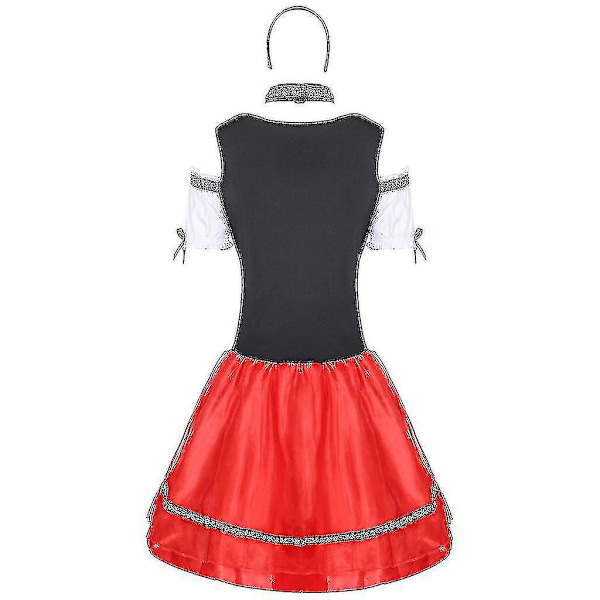 Karneval Oktoberfest Dirndl-dräkt Tyskland Öl Piga Tavern Wench Servitris Outfit Cosplay Jul Fancy Party Klänning M