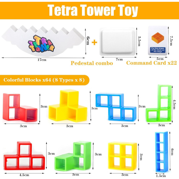 Montessori-leksaker för barn 3 4 5 6 år, transparent hjärngåta pussel leksak intelligens färgglada block, geometrisk pedagogiskt spel present till barn Tetra Tower