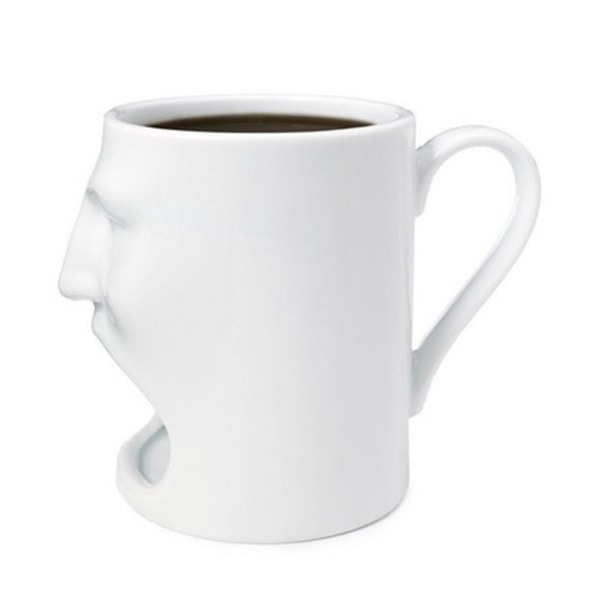 Tyuhe kaffekopp Snygg keramisk tekopp med kexhållare Kreativ ansiktsform vattenkopp för hemmakontor