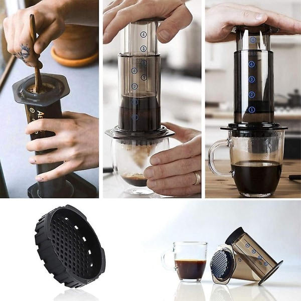 2st cap passar till Aeropress kaffe- och espressobryggare Black