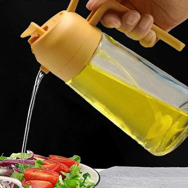 Gjenbrukbar oljeforstøver og dispenser for matlaging og baking med dobbel funksjonalitet witch