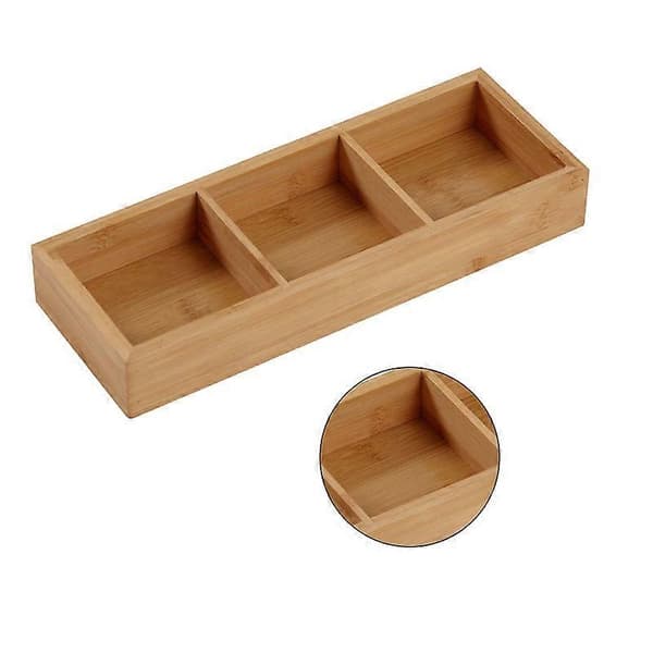 Opdelt træbakke med flere rum Serveringsbakke til hot pot-restauranter Sushi-tallerken 3 Compartments