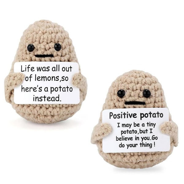 Mini Funny Positive Life Potet Ornament, Interessant Strikket Potet Dukke Kreativ Søt Potet Dekor For Bursdag Oppmuntring Gaver Positive Potato 1Pc
