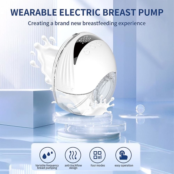 2 STK håndfri brystpumpe Bærbar elektrisk brystpumpe letvægts med LED-skærm 4 tilstande og 12 white 1-Pack