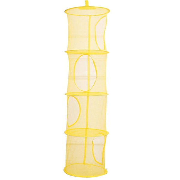 Børnelegetøj opbevaringsstativ hængende kurv Organizer - 4 lag mesh folde Yellow