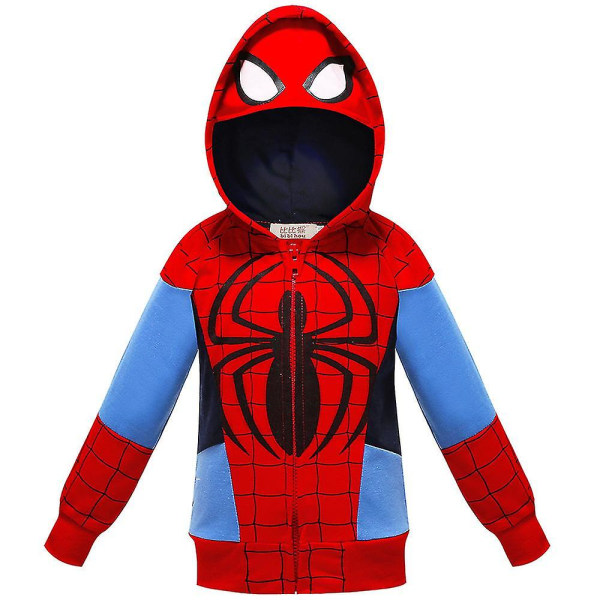 Spider-man hettejakke for gutter 3-8 år, hettegenser med glidelås for barn Red Spider-Man 120