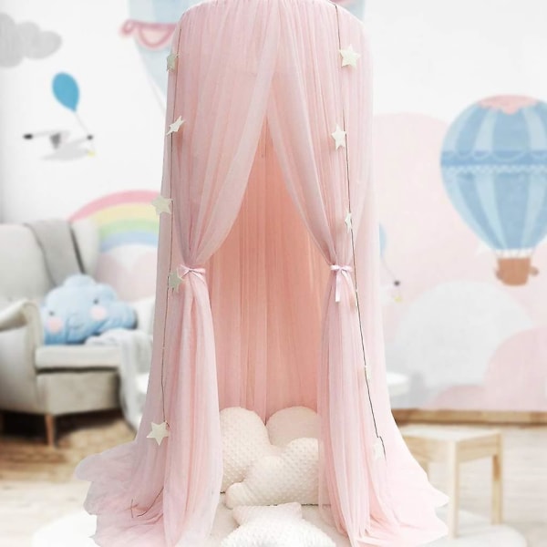 Ny, passande sänghimmel för flickor - Princess Bed Canopy Myggnät Nursery Lekrum Dekor Dome Premium Yarn