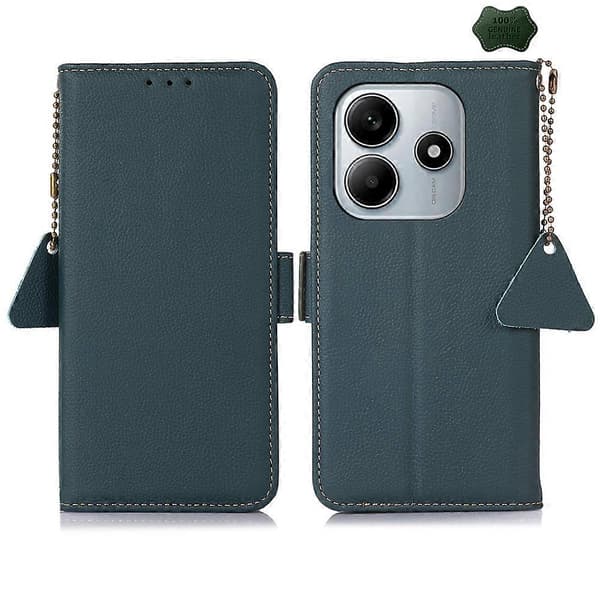 Side-magnetisk TJ læder RFID telefoncover til Redmi Note 14 5G Green