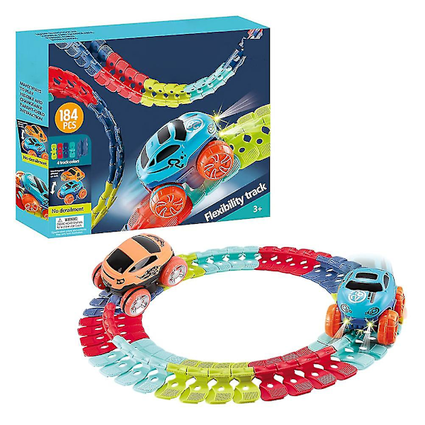 Uusi DIY vaihdettava autorata lelu LED-valolla Joustava kokoonpano Junarata leluautot Set lapsille pojille tytöille