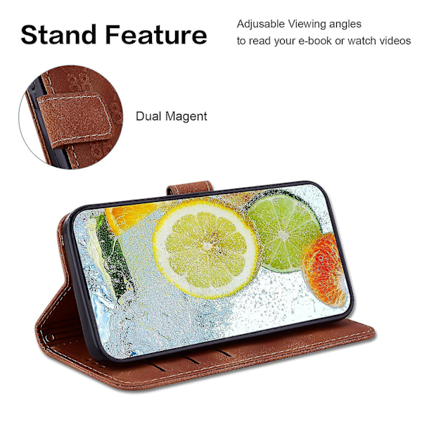 Lærveske med stativfunksjon for Motorola Moto X40 5g/edge 40 Pro 5g/edge+ (2023) - Dobbelt 8-formet trykk, lommebokdesign Brown