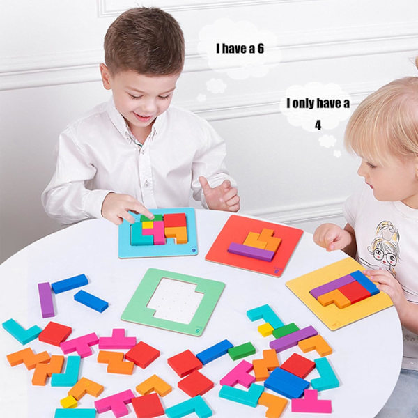 120 kappaletta Tangram-palapeliä lapsille, puiset palapelit, opetuspelit lapsille 3 4 5 6 vuotta vanhoille, Montessori-lelut, luovat interaktiiviset pelit F
