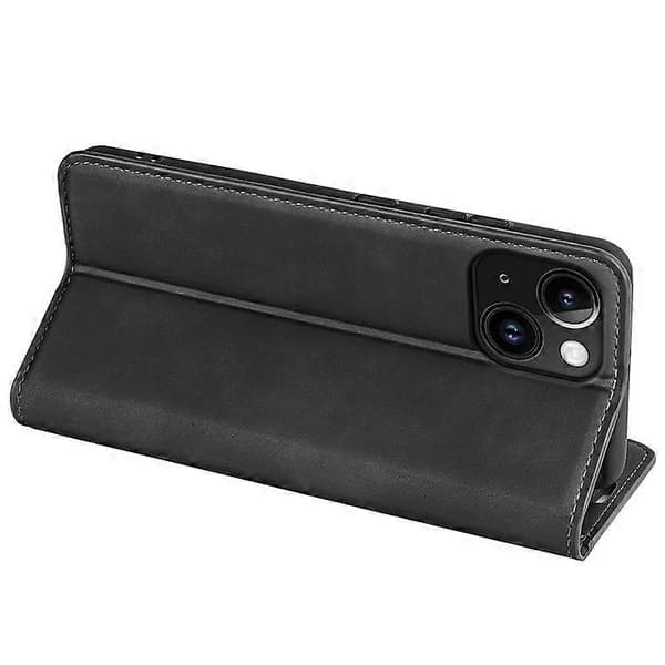 Kompatibel med iPhone 15 Reptåligt Plånboksfodral i PU-läder med Stativfunktion Black