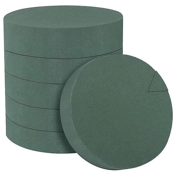 6 st Flower Foam Blocks, 6,5 tum Rund Torr Blommor Foam För, för bröllopsgången Blommor, festdekoration green