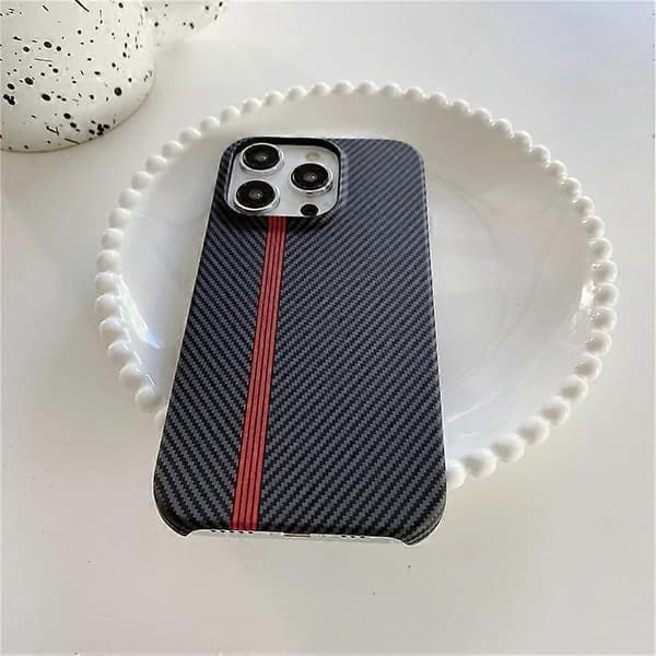 Kompatibel med iPhone 14 Pro Max telefondeksel karbonfibertekstur mikrofiberfôr + PC ufullstendig bakdeksel Black