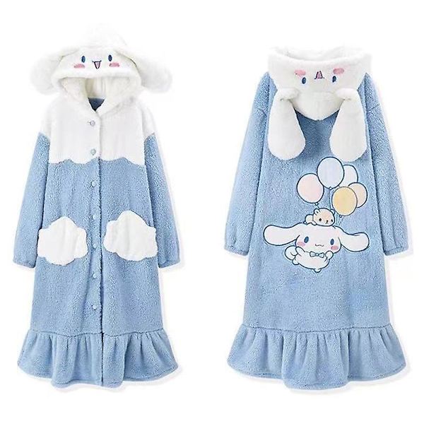 Naisten Löysä Flanelli Takki Pukeutumistakit Yöasut Coral Fleece Pyjamat Mekko Söpö Piirretty Hirviö Plussi Yöpaita Syksy Talvi balloon dog L