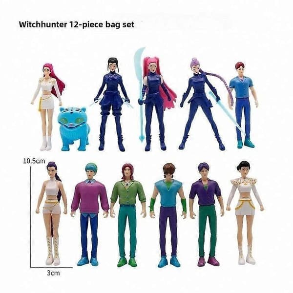 12 stk./sett Kpop Devil Hunter Figursett Rumi Mira Zoey Tiger Bird Ornament 9pcs