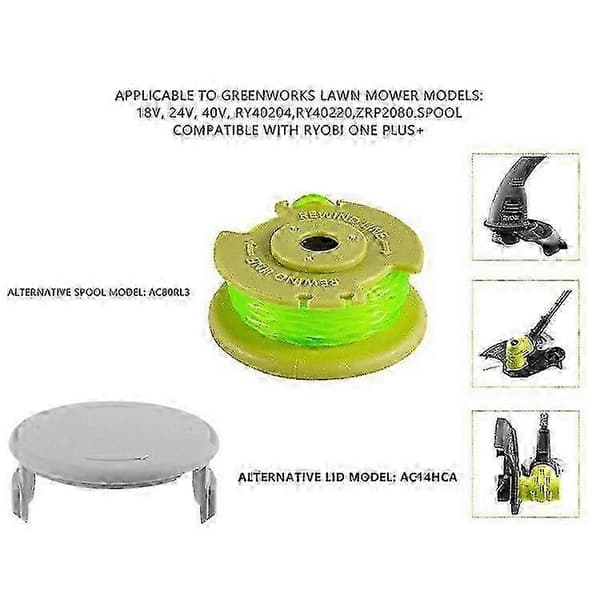 4 stk. spolehetter kompatible med Ryobi One+ 18V 24V 40V gresstrimmer AC14HCA erstatningsspolehette flerfarget MAX01 A-S Edition 0515