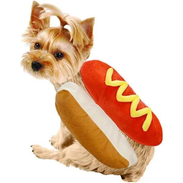 (m)pet Hot Dog -asu Hamburger-designilla Lemmikkikoiran vaatteet Halloween Cosplay Loma-asun juhla-asu Pukeutuminen pennulle Kissalle