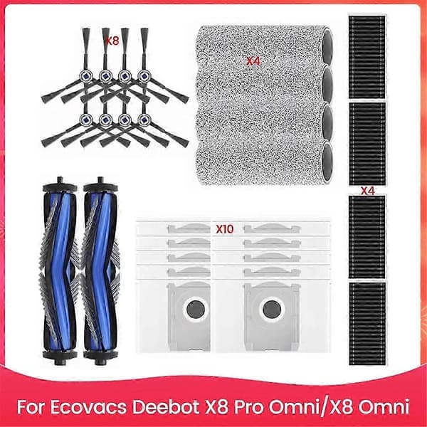 Udskiftningssæt tilbehør til Ecovacs Deebot X8 Pro Omni/X8 Omni støvsuger dele