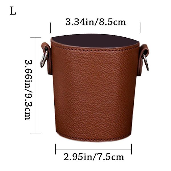 Bärbar kopphållare i PU läder, kaffekoppshållare i läder med axelremmar, återanvändbar kaffefodral i läder Dark brown L