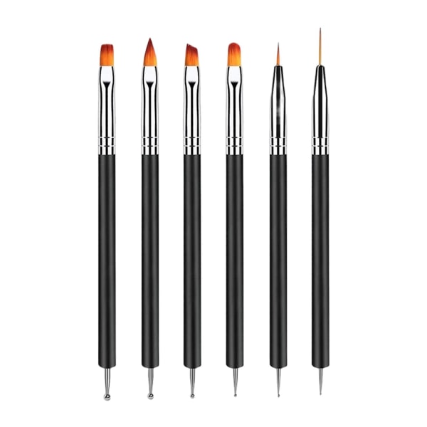 6 kpl Home Salon Nail Art Brush Professional Liner Pen Double End Dotting -työkalu