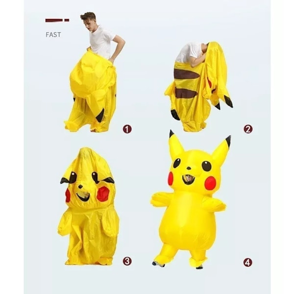 Gul Oppustelig Pikachu Maskot Kostume Anime Cosplay Amarillo Adult