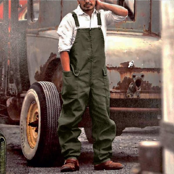Männs Byxor Retro Männs Cargo Byxor Nya Lösa Och Stora Storlekar Avslappnade Överaller Gray M