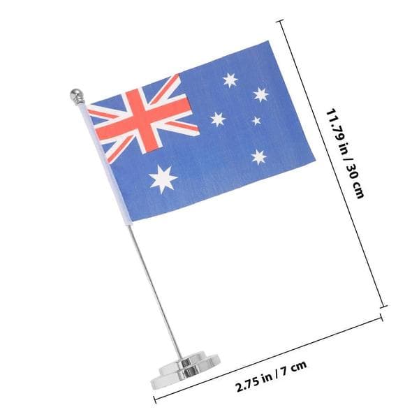 1 sett skrivebordsflagg Australia, kontorbordflaggdekor, landsflaggpynt, bordflagg med stativ
