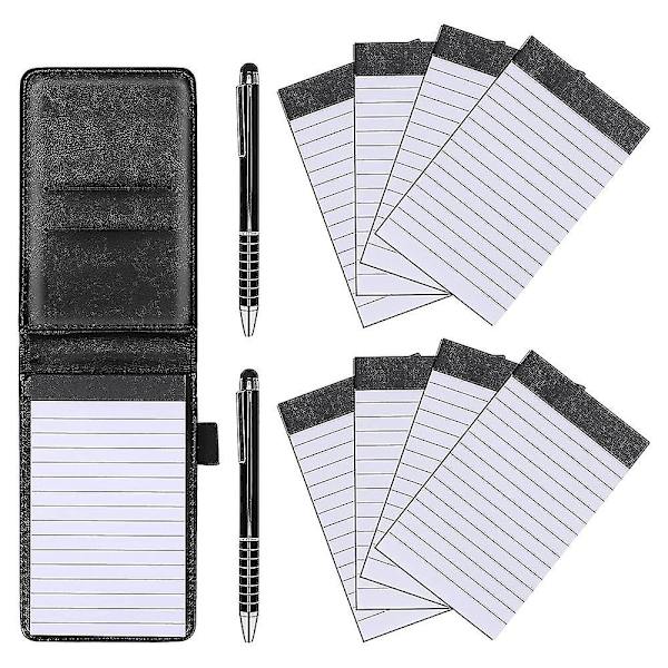 11 st Mini Pocket Notepad Holder Pu Läder Business Notebook Inkluderar 2 st Metallpenna 8 st Refil