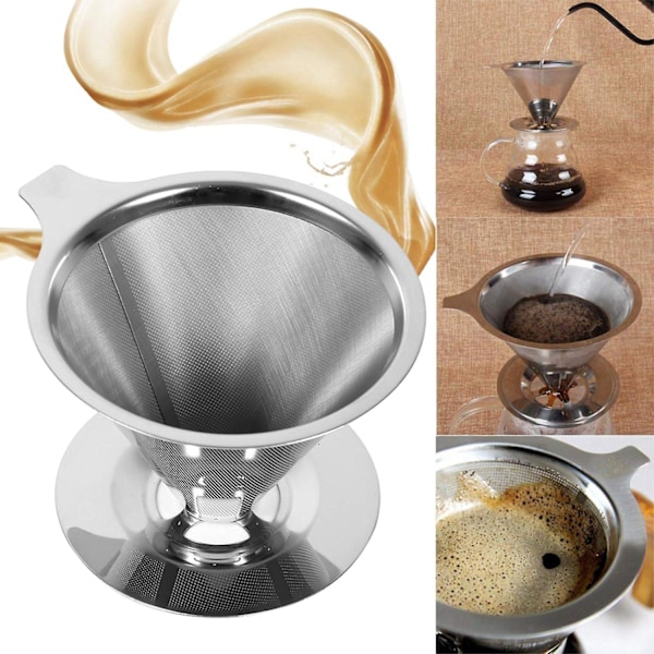 Rustfrit stål kaffefiltre, genanvendelige kaffedrippere Papirløse kaffefiltre, 1-2 kopper