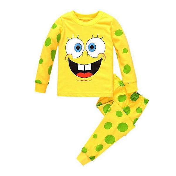 Barn Pyjamas SpongeBob SquarePants Tryckta Pyjamas Pjs Pojkar Flickor Långärmad T-shirt Byxor Set Sovkläder Nattkläder Pyjamas PJS Set 7-8 Years