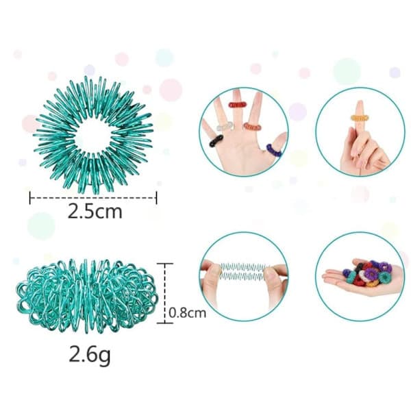 Stressring 14-pakning – Fidget Ring & Sensoriske stressleker for angst og ADHD