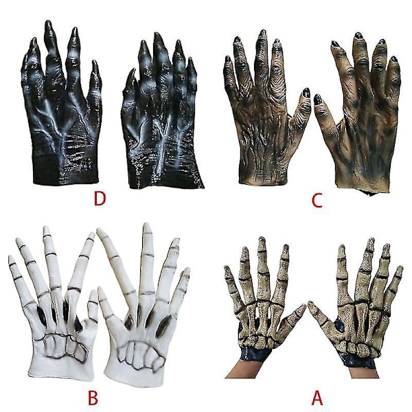 Unisex Gotisk Punk Halloween Drage Klo Handsker Metal Nittet Lang Finger Negl Kunstlæder Vanter Cosplay Kostume w