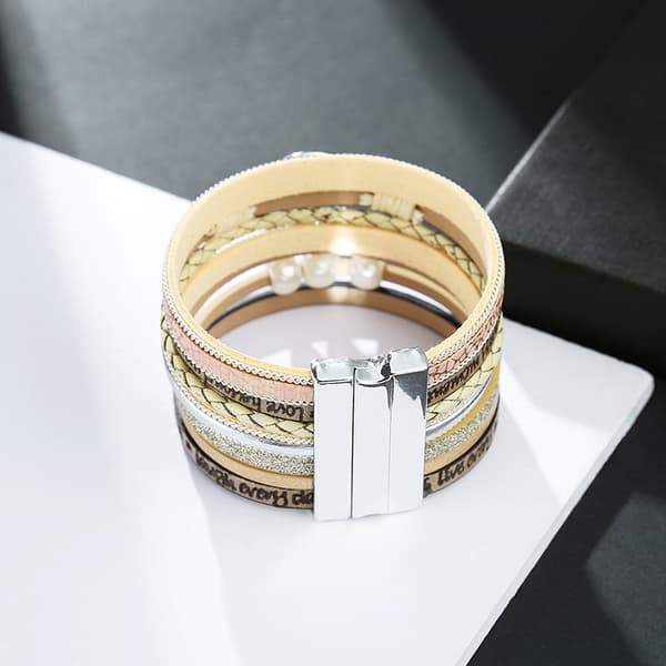 Multilags læderarmbåndsæt manchetarmbånd med magnet