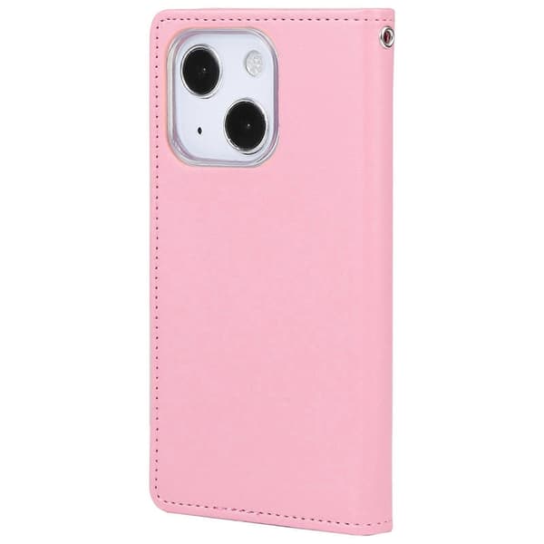 För iPhone 14 Plus GOOSPERY RICH DIARY Crazy Horse Textur Läderfodral Pink