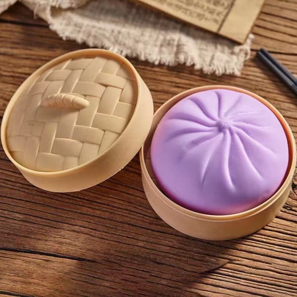 4-pack Mini Dumpling Squishy, Dumpling Stress Ball Fidget Toy Steamed Stuffed Bun Squeezing Stress Relief Toy, Dough Balls Squishy Dumpling Fidge