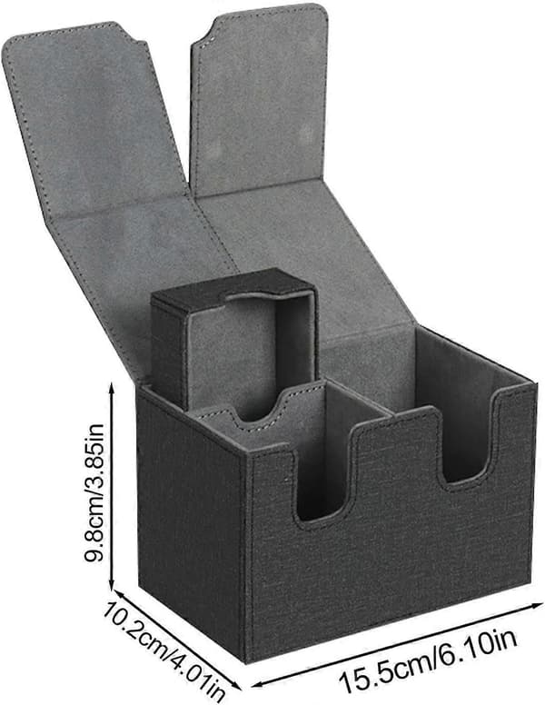 Kortspelbox, Kortspelsaskar - PU-läder Kortspelsförvaringsfodral med Magnetisk Stängning, U-formad Spår Solid Konstruktionen Bridge Box Grey