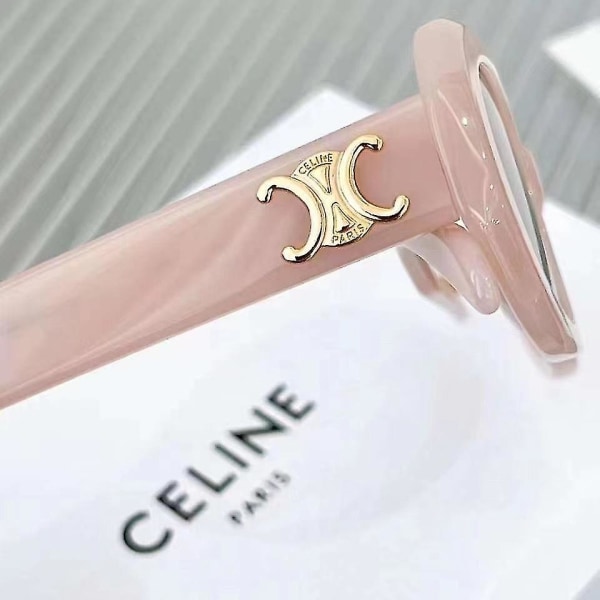 Hög kvalitet Celinn Selin Internet Celebrity Arc De Triomphe Solglasögon Golden Logo Oval Solglasögon /BL White