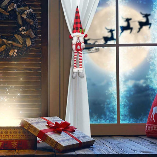 Jule Faceless Dukke Gardin Spenne Tie Klips Holder Tieback Vindu Xmas Dekorasjon Red