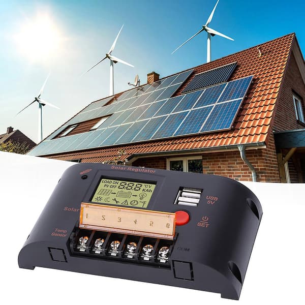 Qukaim Volt Generator Controller Solpanelregulator, 10A Solcellsregulator för blybatteri, Solladdare och